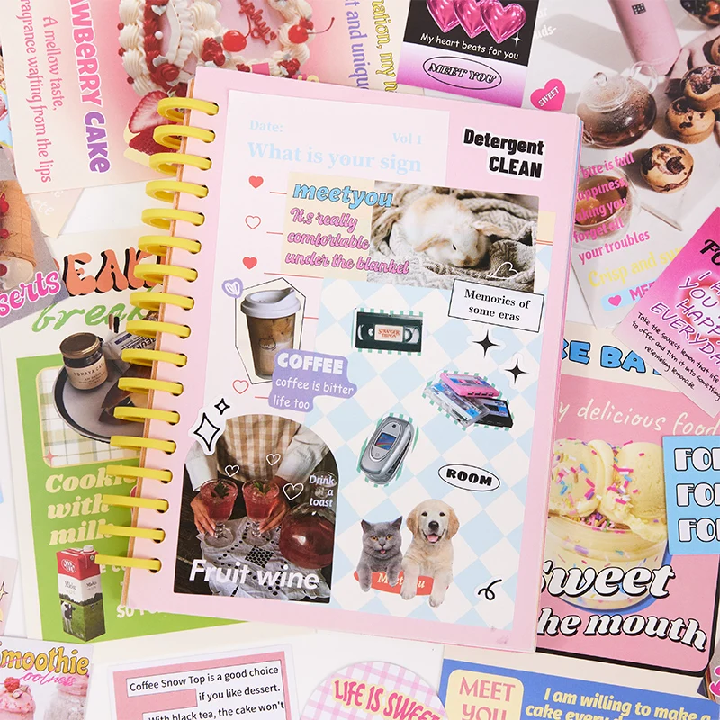 60 قطعة Kawaii Ins سجل القصاصات ملصقات الزخرفية المواد حزمة الإبداعية DIY بها بنفسك مذكرات مخطط كتيب ملصقات القرطاسية الجمالية