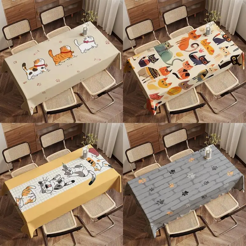 Cute Cat Pattern Tablecloth Restaurant Kitchen Tablecloth Living Room Home Decoration Rectangular Party Decoration