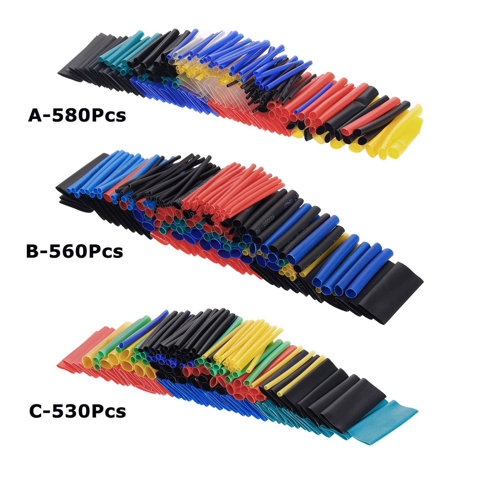 

530/560/580Pcs Heat Shrink Tube Insulation Sleeving Tubing Kit Electrical Connection Electrical Wire Wrap Cable Shrinkage 2:1