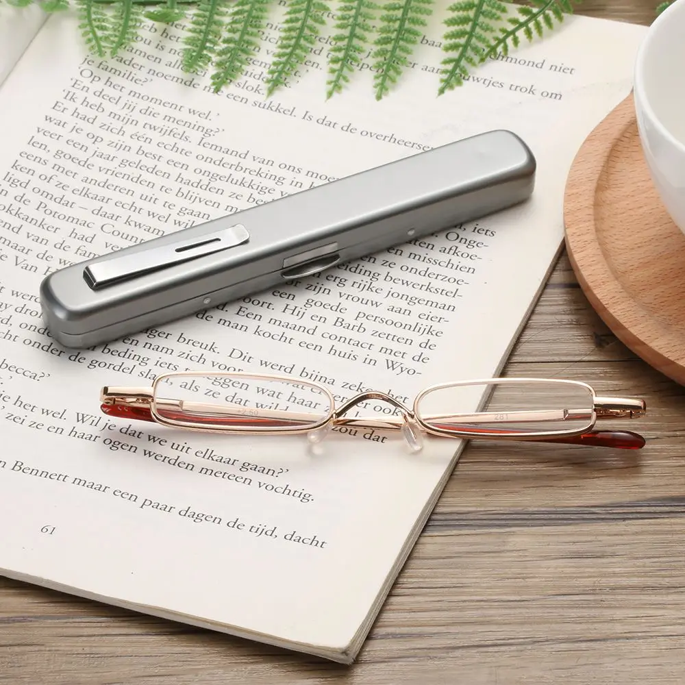 1 pc Portable Reading Glasses Slim Small Eyewear Metal Frame Resin Lens Eyewear Vision Care Eyewear Unisex Reading Glasses