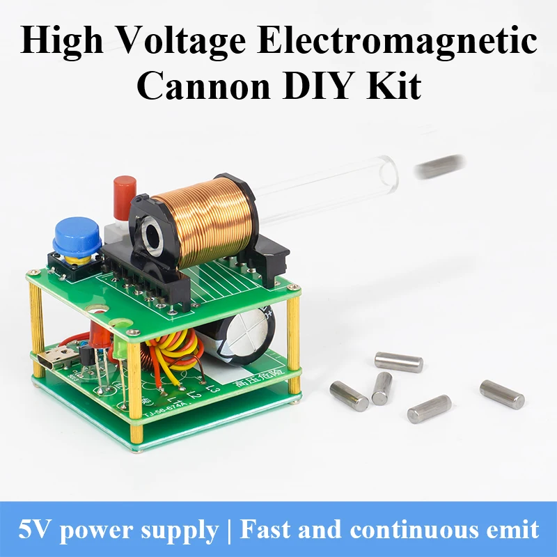 100V Model armaty elektromagnetycznej wysokiego napięcia DIY zestaw głównego obwodu wzmacniającego cewki eksperyment naukowy lutowania luźnych części