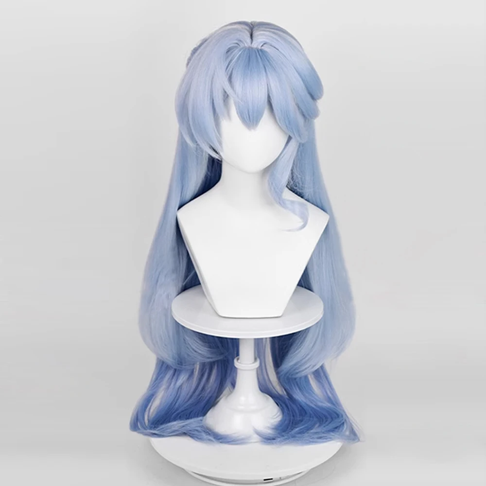 Honkai Star Rail Robin Wig Synthetic Long Straight Ombre Blue Fluffy Women Game Cosplay Hair Wig for Party