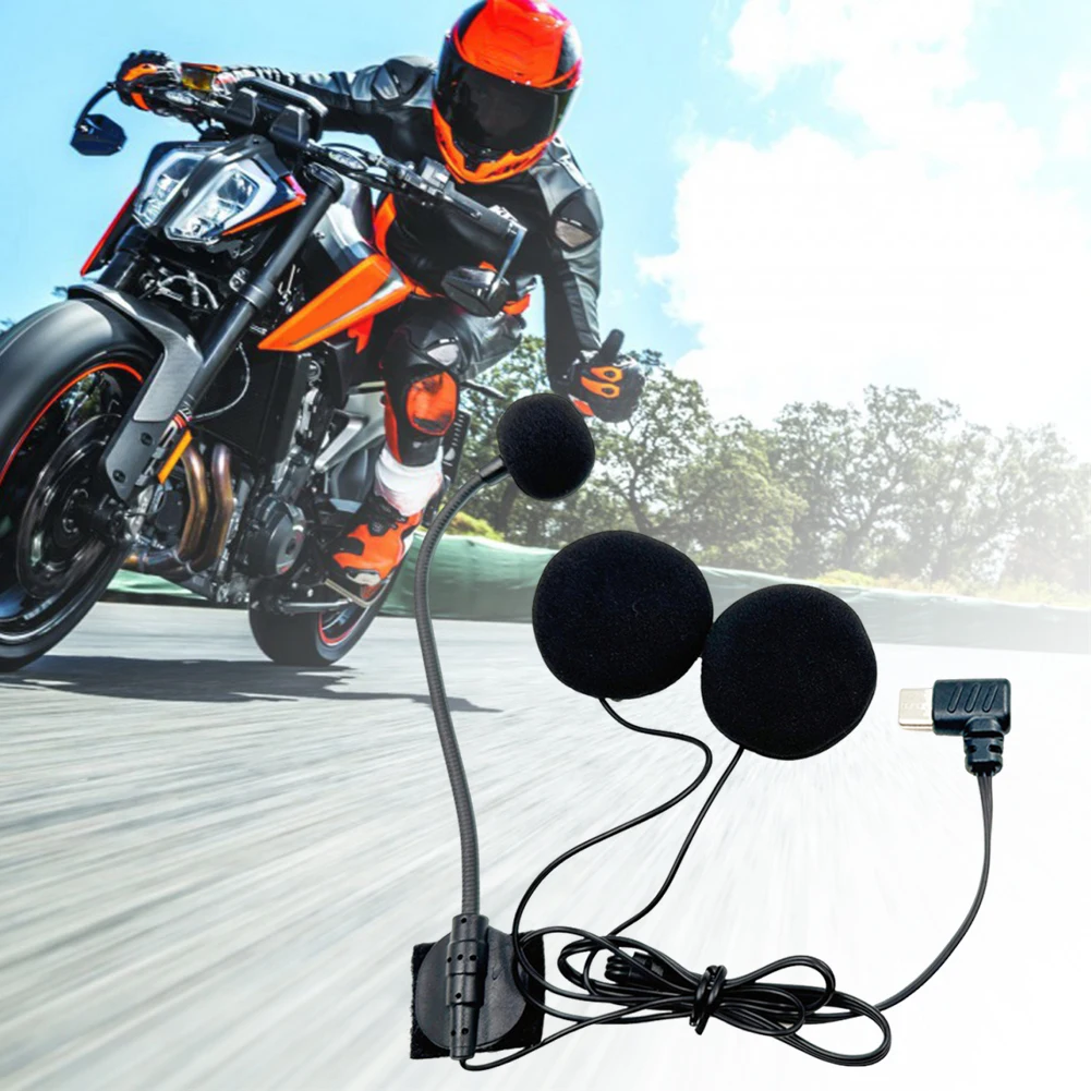 1/2 قطعة خوذة دراجة نارية سباق سماعة Mic نوع C موصل الخوذ سماعات ميكروفون الحد من الضوضاء لركوب الدراجات #2