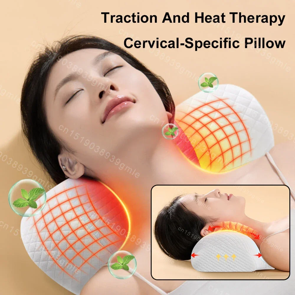 Cervical Massage Neck Shoulder Massage Pillow Vibration Heated Memory Foam Intelligent Ergonomically Help Sleep