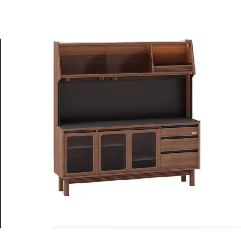 Solid wood sideboard wall-wall-integrated large-capacity storage cabinet