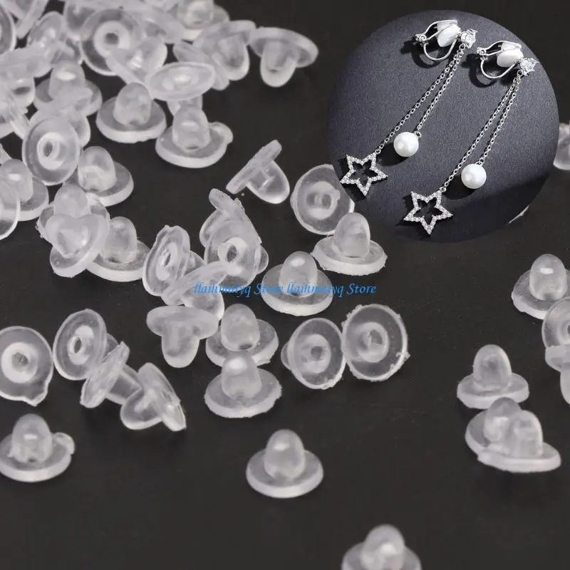 573B Earring Pads 100 Pieces Anti-Pain Comfort Earring Cushions Pads Silicone for Clip-on Earrings Clear Earring Back Pads