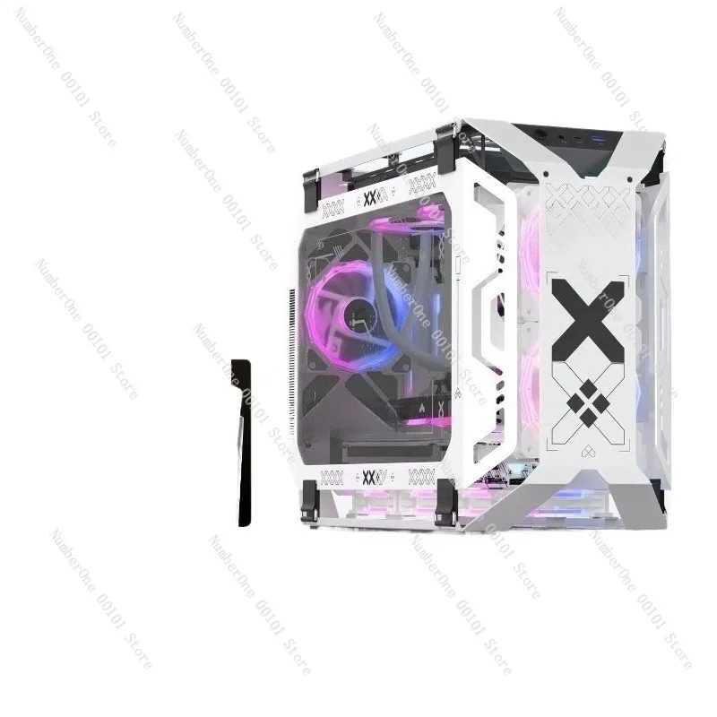 Gaming Desktop Water-cooled PC Case,Compatible with Multiple Hardware Configurations,Transparent Side Panel Display