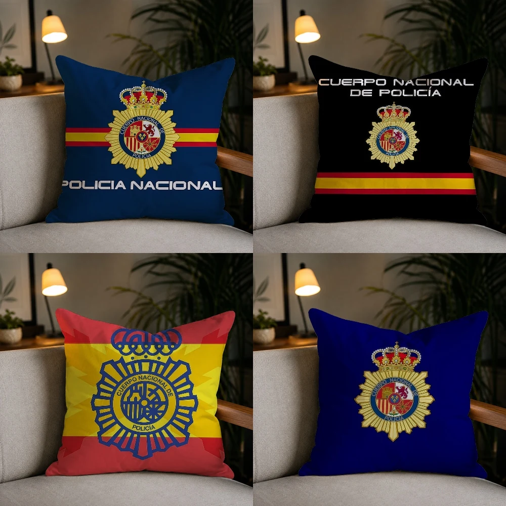 C-CNP Spain National Police Banner Pillow Case Plush Pillow Cases Home Decoration Pillow Cover for Sofa Bed Chair Living Room