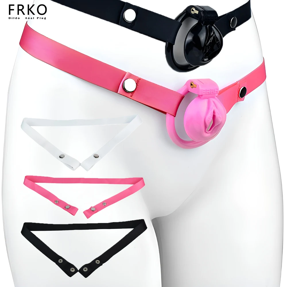 

FRKO Labium Male To Female Elastic Belt Chastity Cage Device 4 Penis Rings Lock Cock Discreet Sissy Femboy BDSM Sex Toys For Men