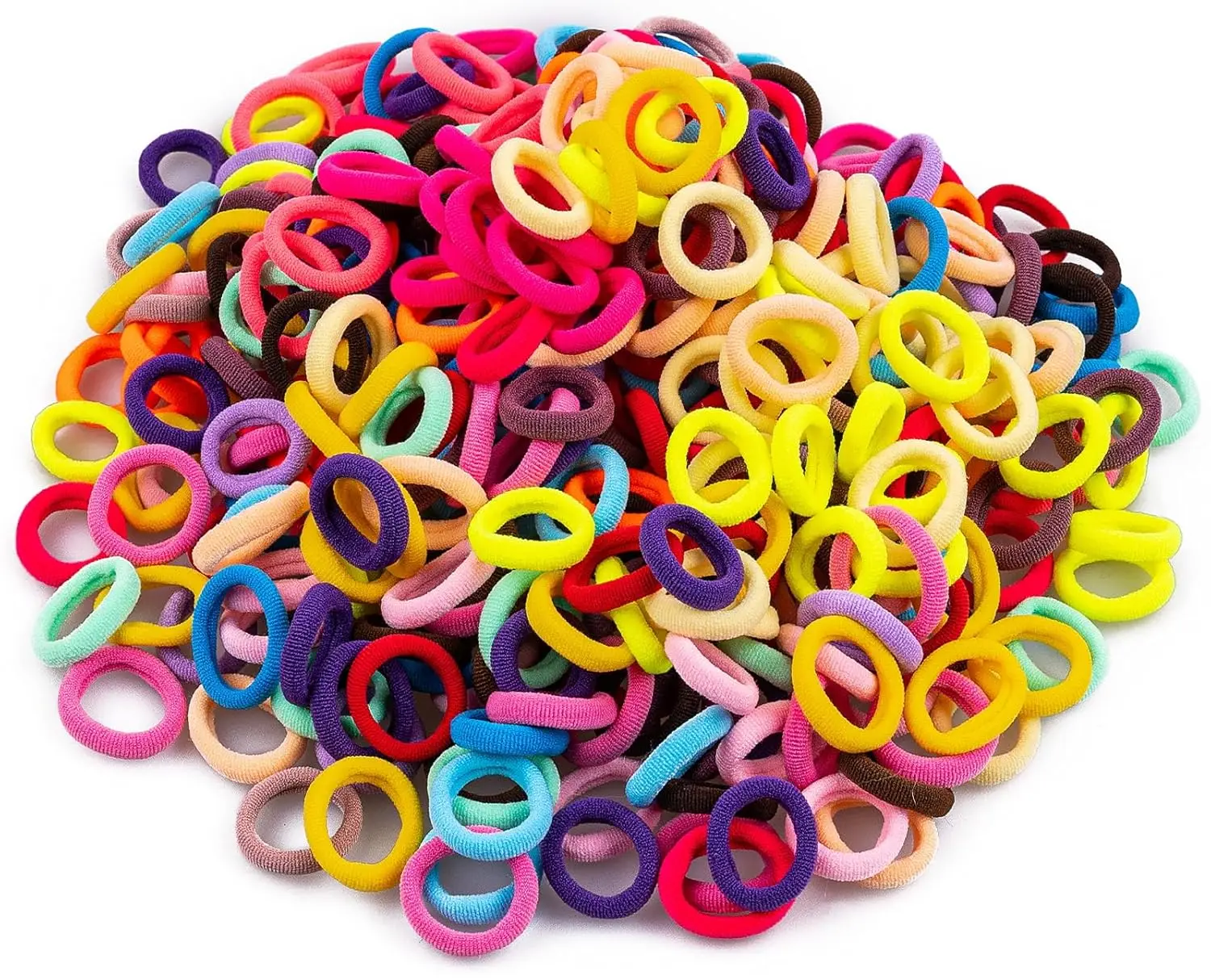 

350 PCS Multicolor Cotton Hair Ties – Small Baby Hair Elastics for Kids and Girls, No Crease Finger