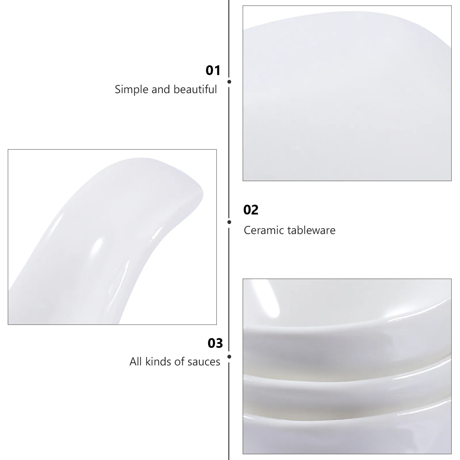 Juego de 3 Cucharas para Caviar, Plato de Cerámica Premium, Recipiente Pequeño para Salsas, para Servir Salsa de Soya, Trufa Negra y Hígado de Ganso