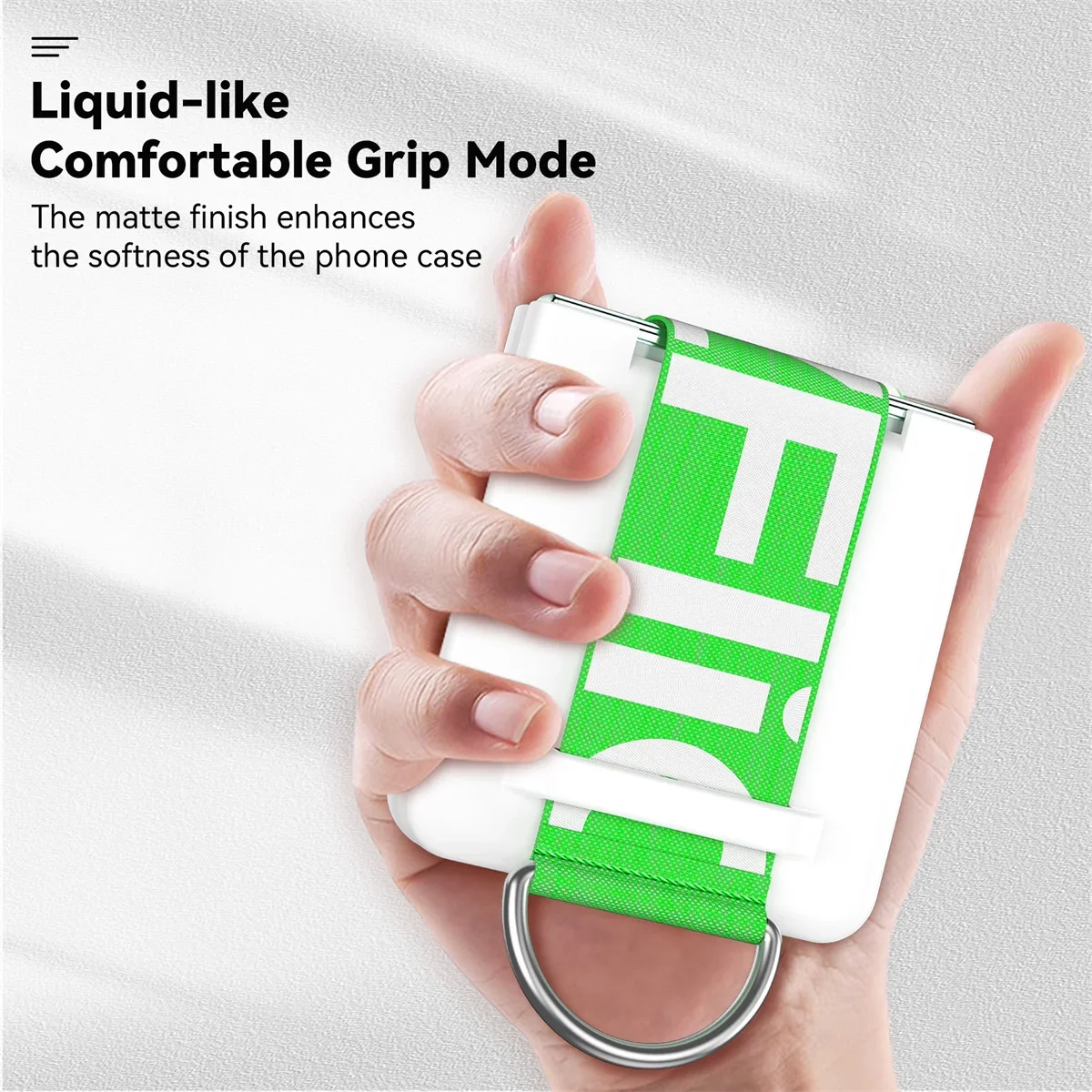 Flip8 Luxuriöse Matte PC-Handyhülle für Samsung Galaxy Z Flip 5 6 7 8 mit Handschlaufe, Ringhalter und Handkette – Detail 19