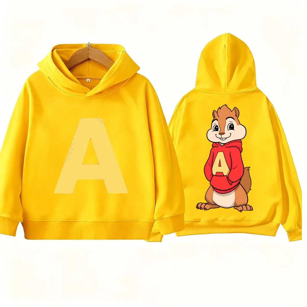 Autumn Cartoon Boy Girl Hoodies Alvin and The Chipmunks Green and Red Children's Hoodies Long Sleeve Hooded Sweatshirt Pullovers