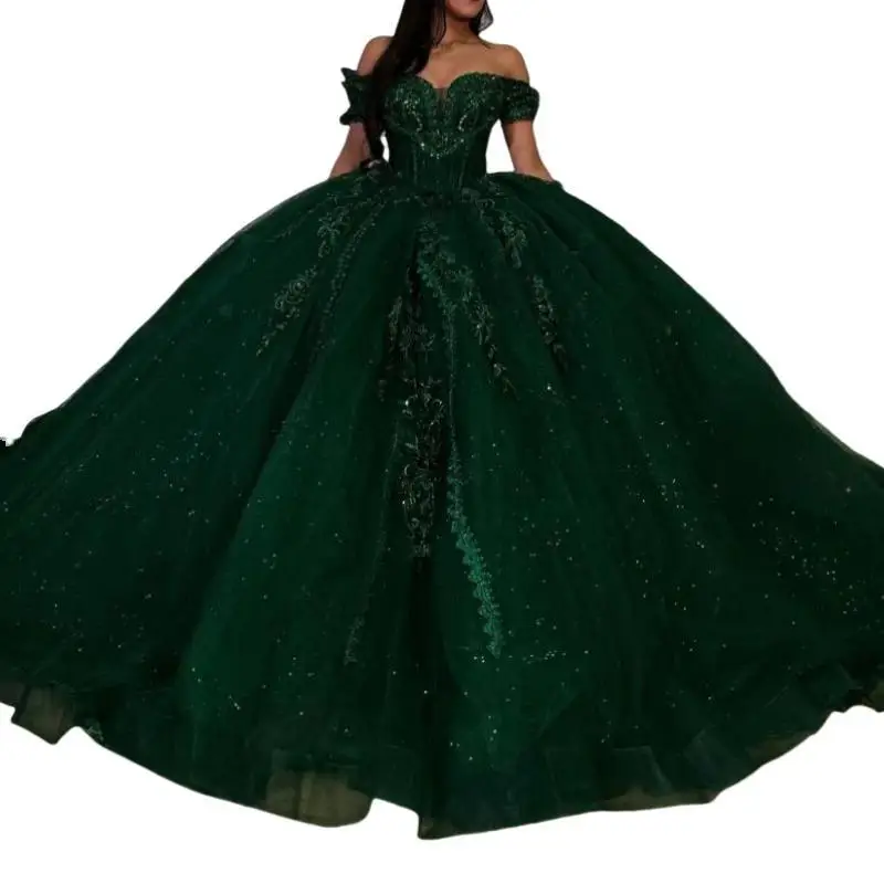 AN91Customized Esmeralda Vestidos De Festa Para As Mulheres 2025 Cap Sleeve Lace Beads Puffy Saia Vestido De xv Anos Doce 15 16 Quinceanera