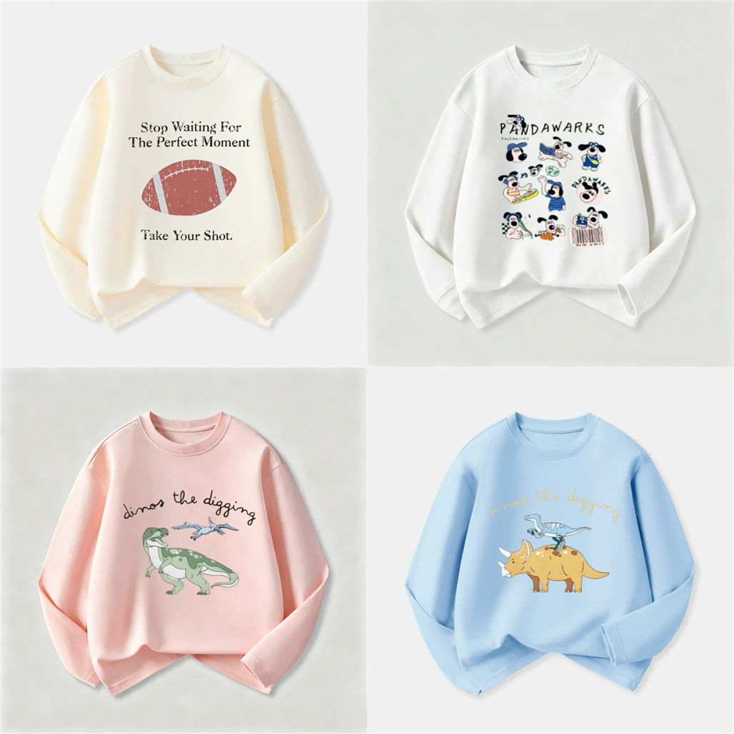 Boys And Girls Cartoon Fashion Clothing Crewneck Pullovers Loose Casual Spring Summer Wear Toddler New Design Printed TShirt