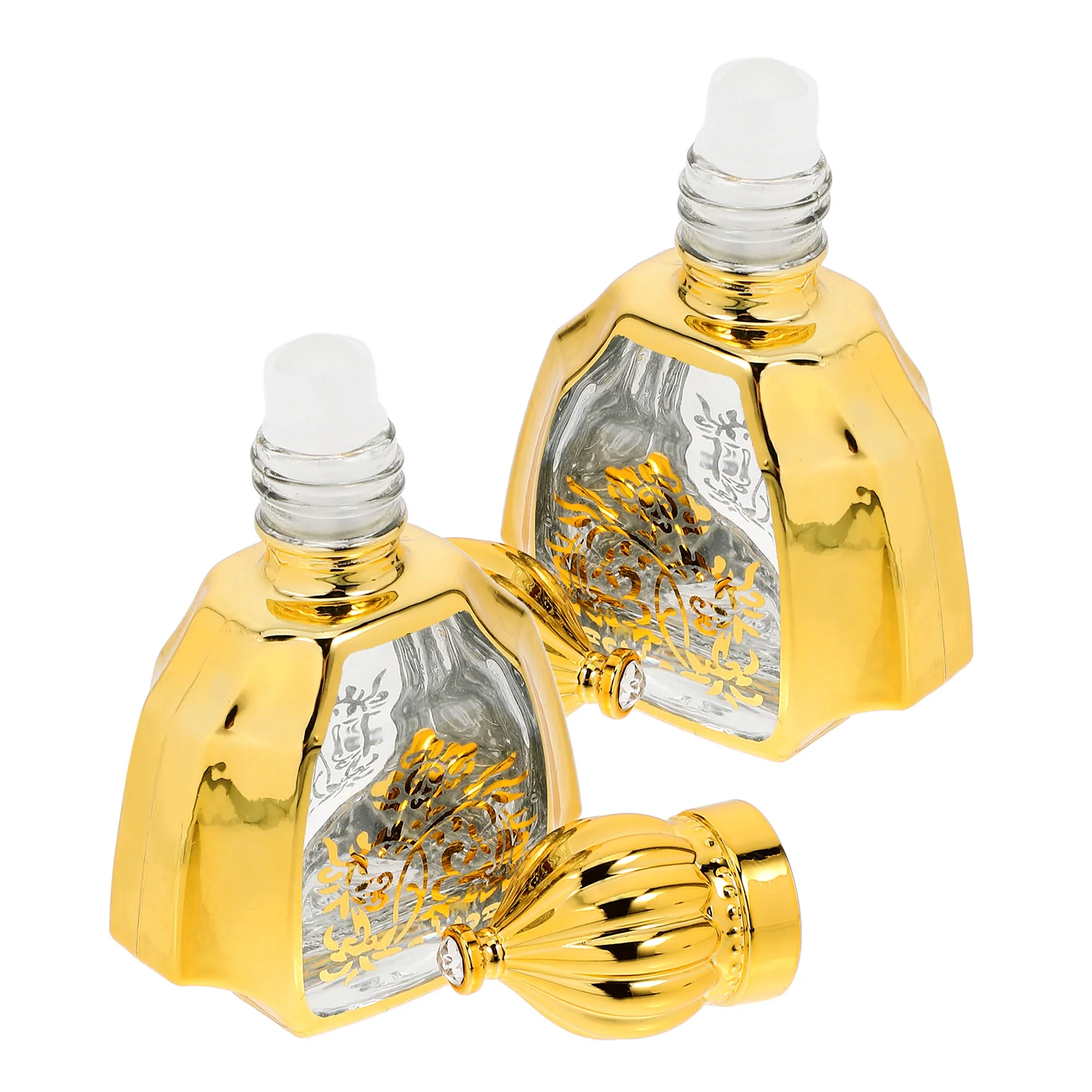 2개 휴대용 에센셜 오일 병 유리 롤온 리필 가능한 여행용 향수 용기 개인 향수용 소형 우아한 디자인