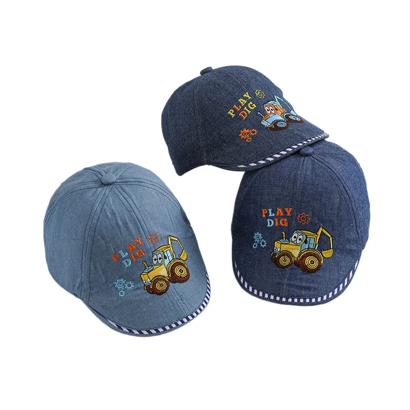 New Spring Autumn Cotton Sun Hats for Kids Baby Summer Snapback Hat Baby Girls and Boys Excavator Children Baseball Cap