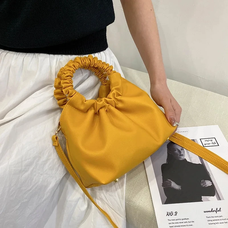 Yogodlns Spring Pleated Cloud Bag For Women Soft Leather Shoulder Messenger Bag Fashion Brands Crossbody Bag Designer Handbags