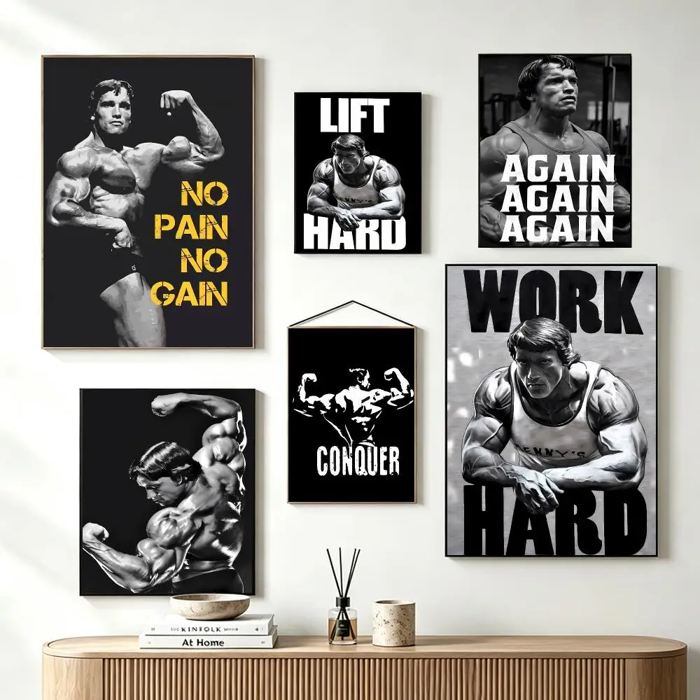 Iconic Action Actor A-Arnold Schwarzenegger Poster Self-Adhesive Wall Art HD Print For Dorm Teen Room Decor Gift
