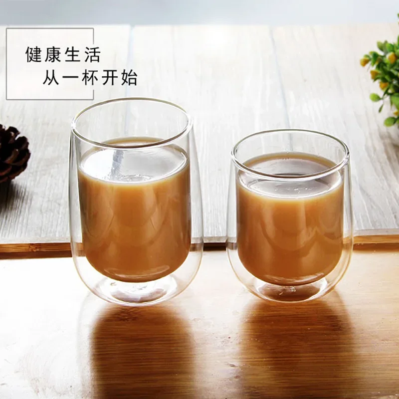 New Style Creative Insulated Double Wall Glass Mugs Thermal Glass Cup Glasses with Double Bottom Breakfast Coffee Milk Drinkware