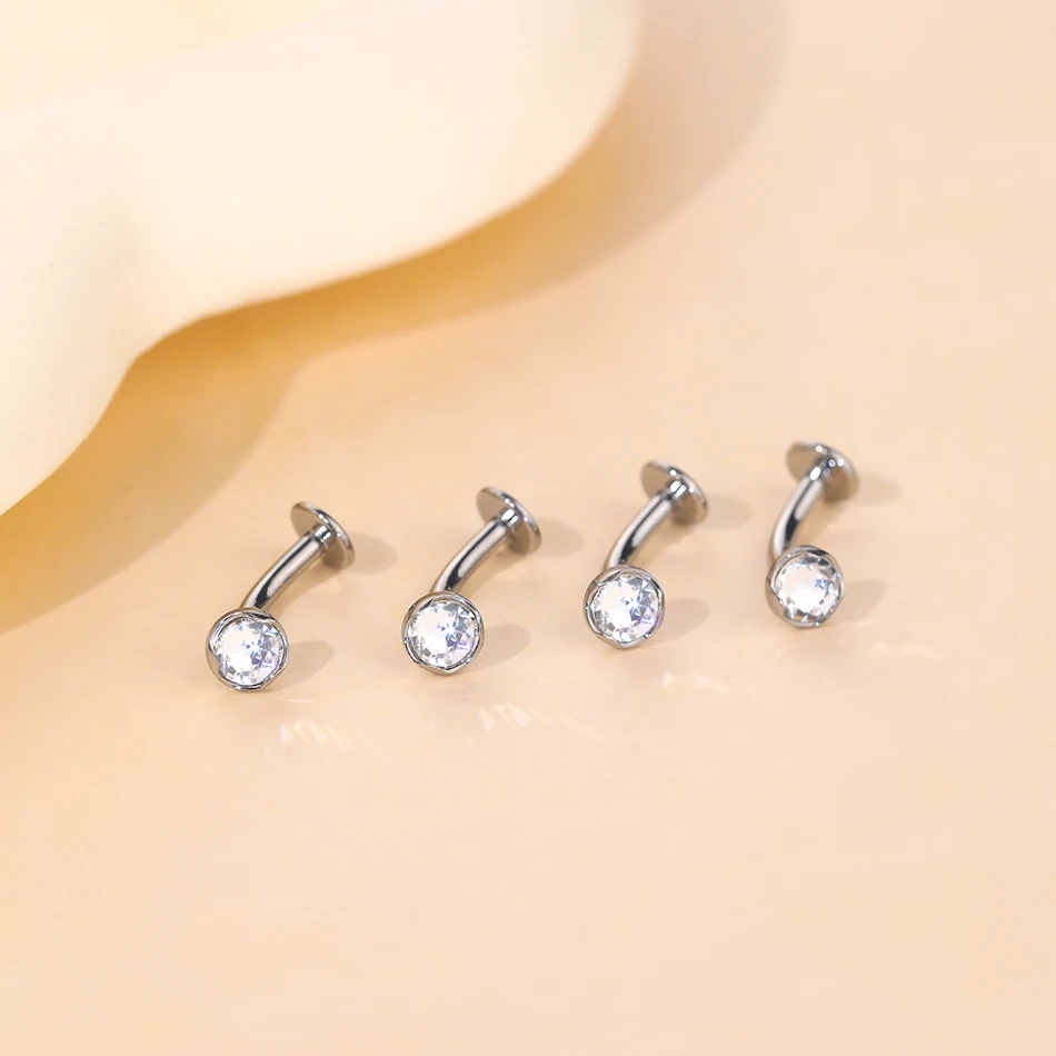 1PC G23 Titanium 14G Convex Base CZ Floating Belly Button Rings Opal Curved Barbell Navel Bar Piercings Sexy Women Jewelry Gift
