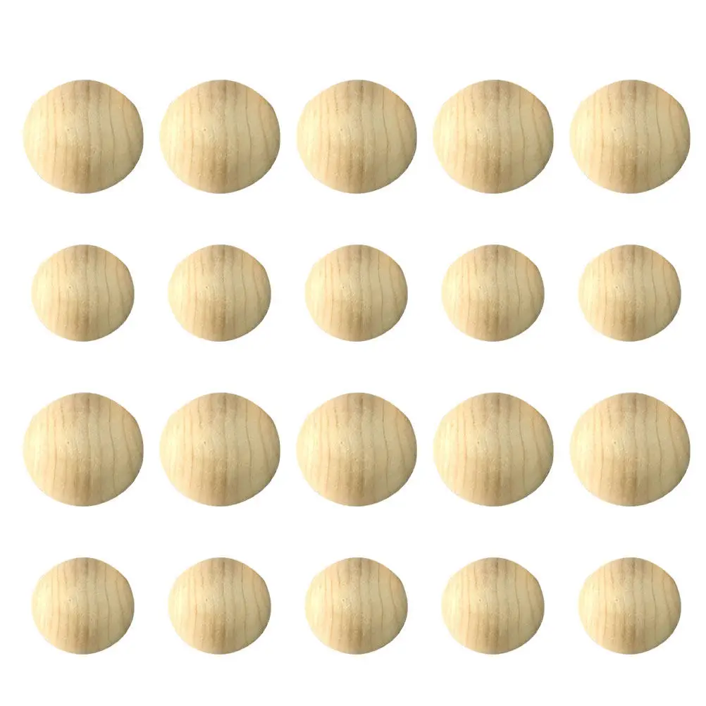 100Pcs Wooden Beads Half Craft Balls Lotus Wood Semi Wood Balls for DIY Carving Painting Party Supplies 15Mm 20Mm Mini