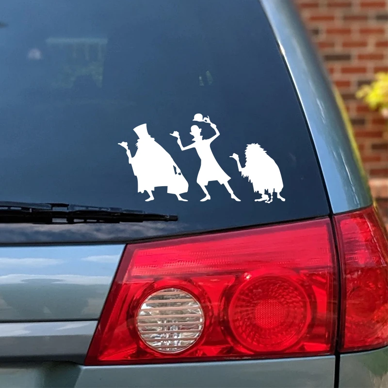 Cartoon Hitchhiking Ghosts Vinyl Sticker For Car Window Decoration, Haunted Mansion Decal For Car Truck Window Decor