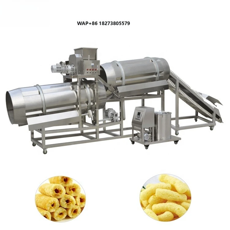 Industrial Snack Flavoring Seasoning Machine Single & Twin Drum Coating Systems Uniform Flavor Distribution High Output