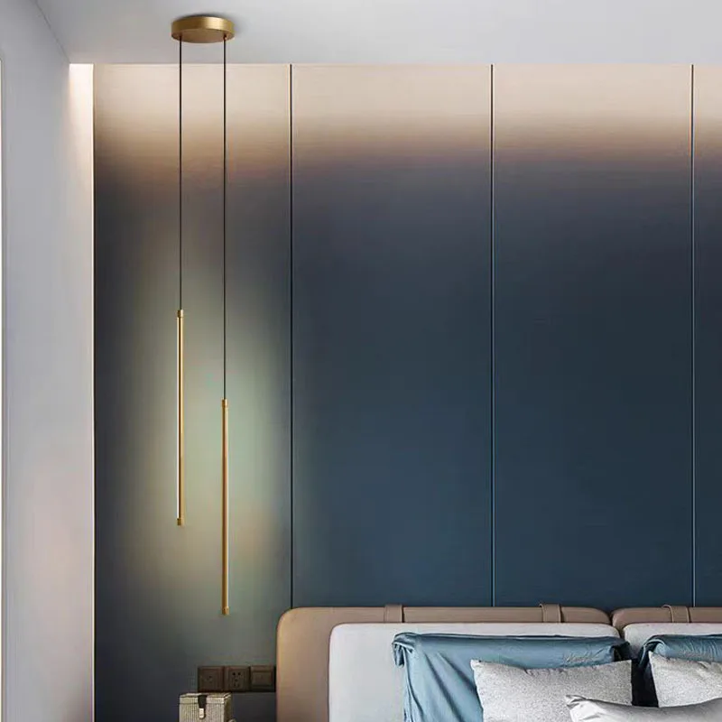 Modern Light Luxury Simplicity Pendant Lights Long Tube Hanging Lamp Kitchen Island Dining Room Table Bedroom Bedside Droplight