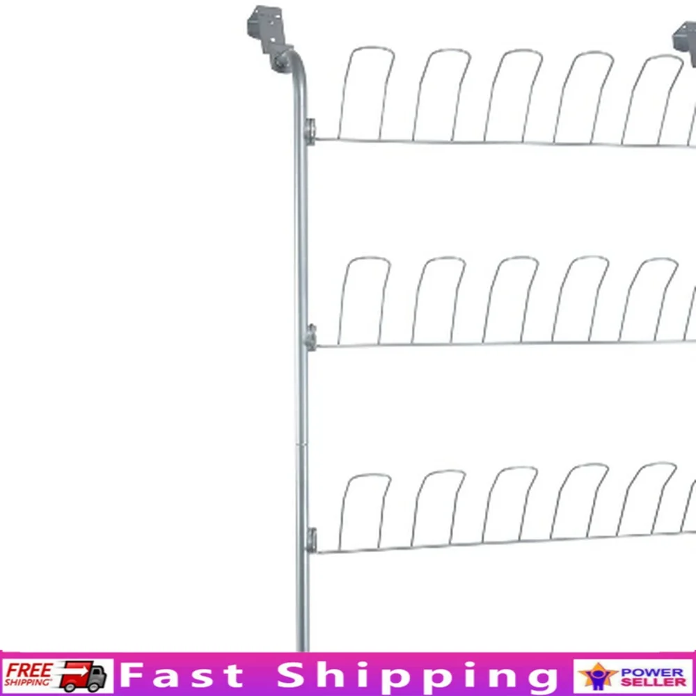 

Overdoor Wire Shoe Rack Basic Collection Holds 18 Pairs Metal Frame Silver Black No Assembly Required