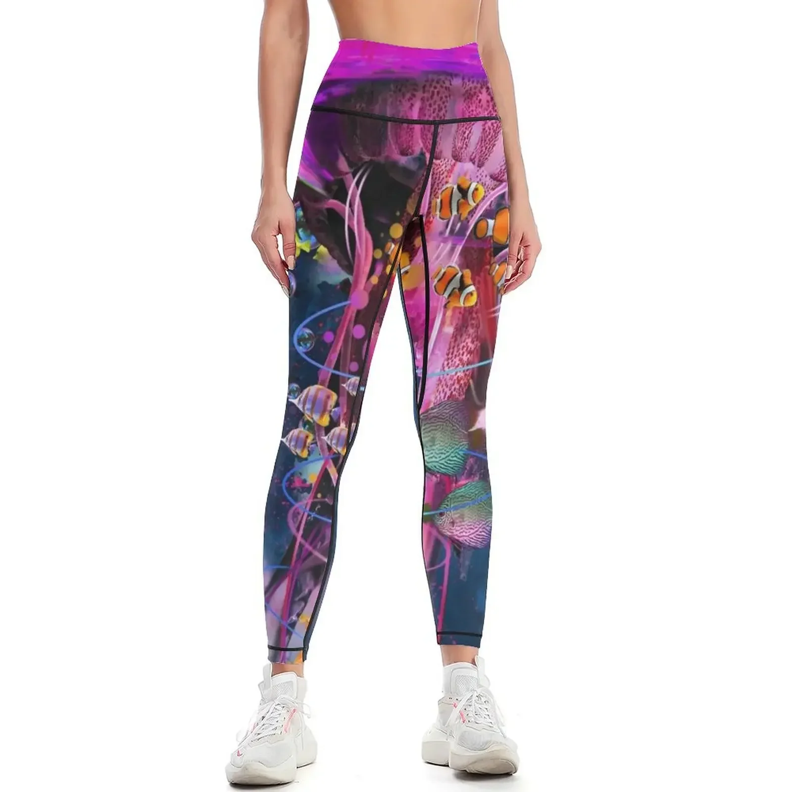 Pink Electric Jellyfish World Leggings sportswear for gym gym womans workout clothes for sporty woman push up Womens Leggings