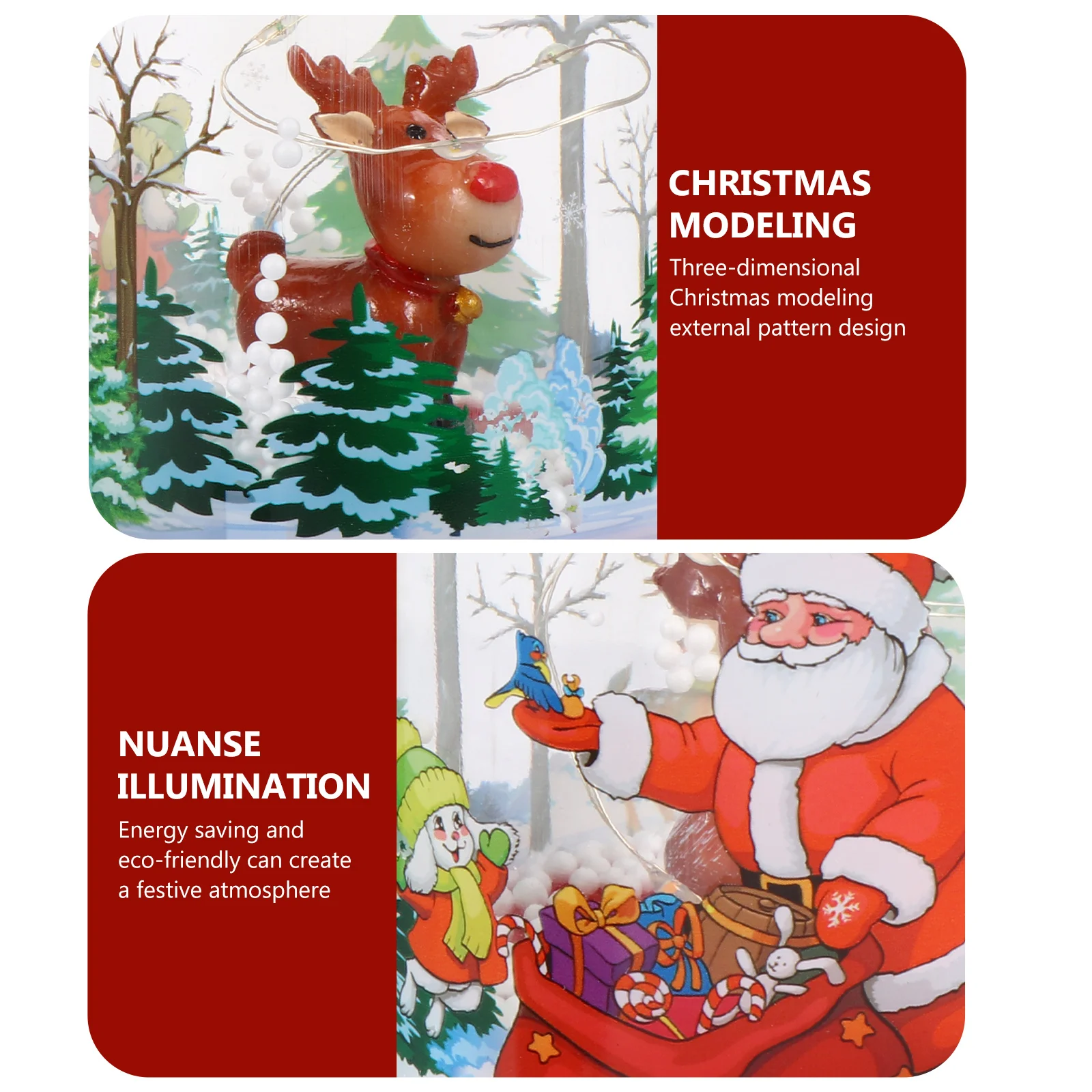 1 pezzo di renna di Natale luce 3D modellazione di Natale lampada a bagliore caldo per decorazioni per feste luce notturna da tavolo decorazione natalizia