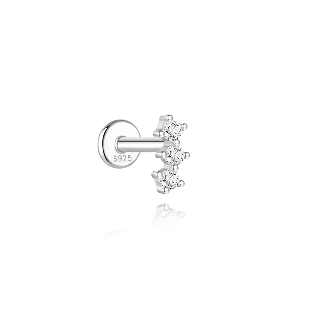 CANNER 925 Sterling Silber Nieten-Zirkon-Ohrstecker mit flachem Kopf für Damen, geometrischer Pferdeaugen-Partyschmuck, Geburtstagsgeschenke