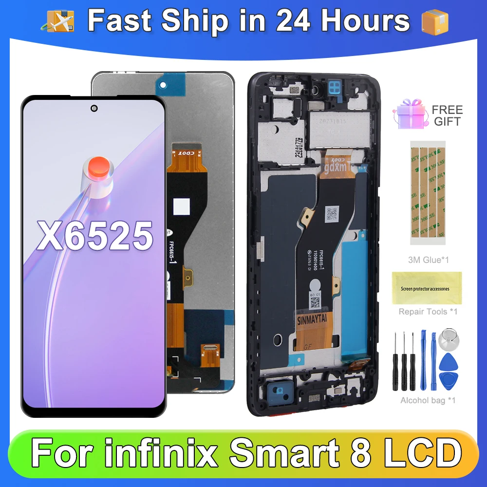 For Infinix Smart 8 For Smart8 6.6\'\'X6525 LCD Display Touch Screen Digitizer Assembly Replacement