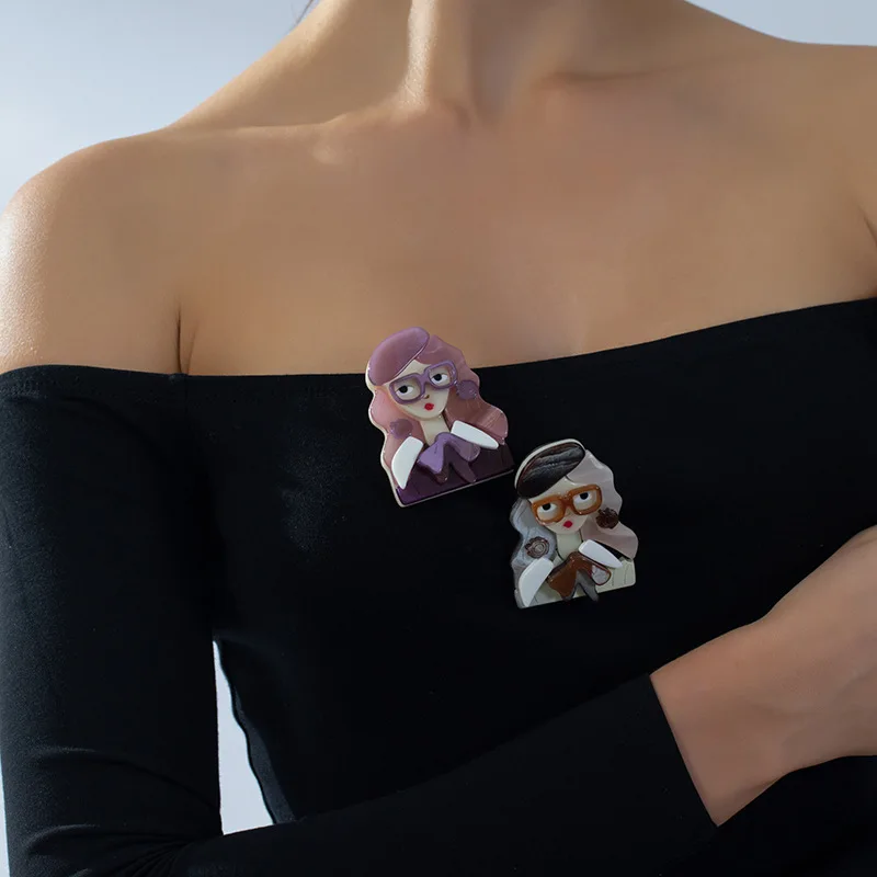 DIY accessories Christmas limited glasses style French brooch, small fragrant acrylic pin, sweater suit accessories wholesale 