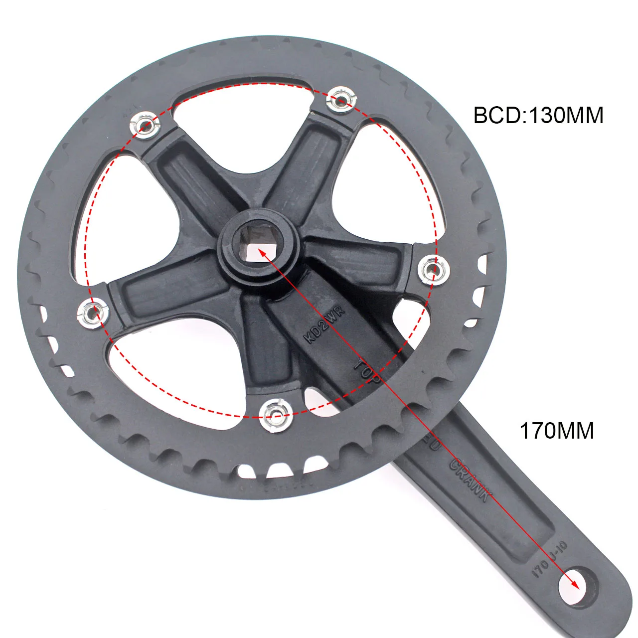 Fixed Gear Bike Folding Bike Crankset 170mm Single speed 42T Aluminum Diamond Hole Fixed Gear Bicycle Crankset Chain Ring