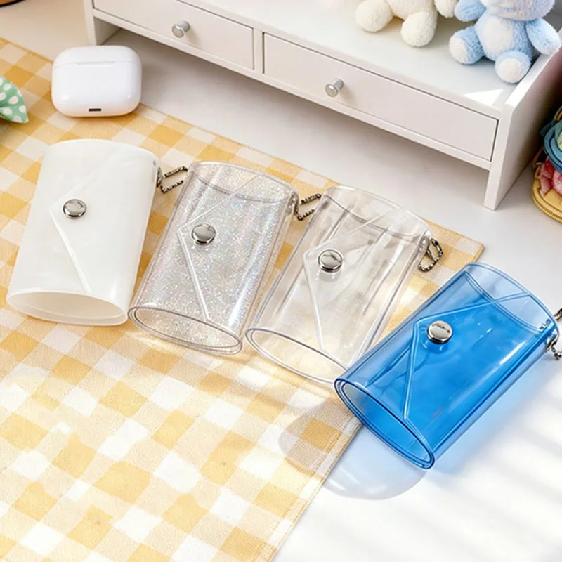 Clear PVC Envelope Style Photocard Holder Snap Button Mini Photo Storage Pouch Portable Kpop Photocard Protective Sleeve