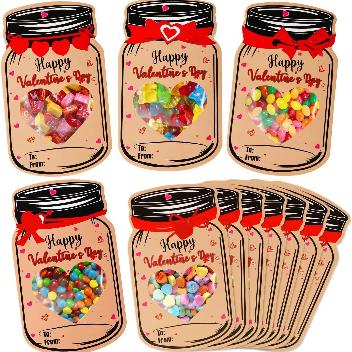 20pcs Happy Valentines Day Cards Insteresting Exchange Party Favors Set For Biscuits Nuts for Kids School Classroom