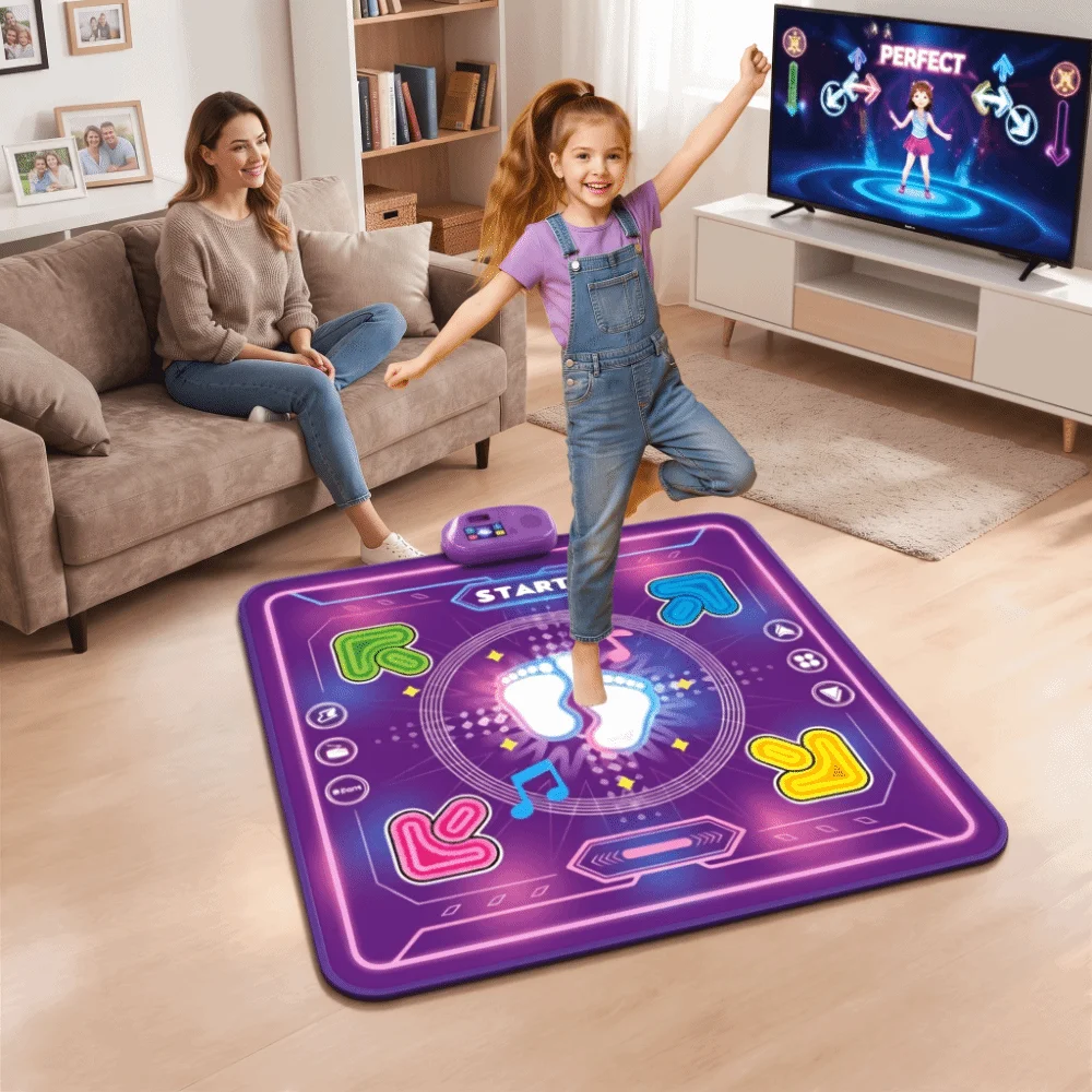 Wireless Bluetooth Electronic Dance Mat 9 Levels LED Lights Dancing Blanket Fun Puzzle Game Double Players Mode Music Dance Mat