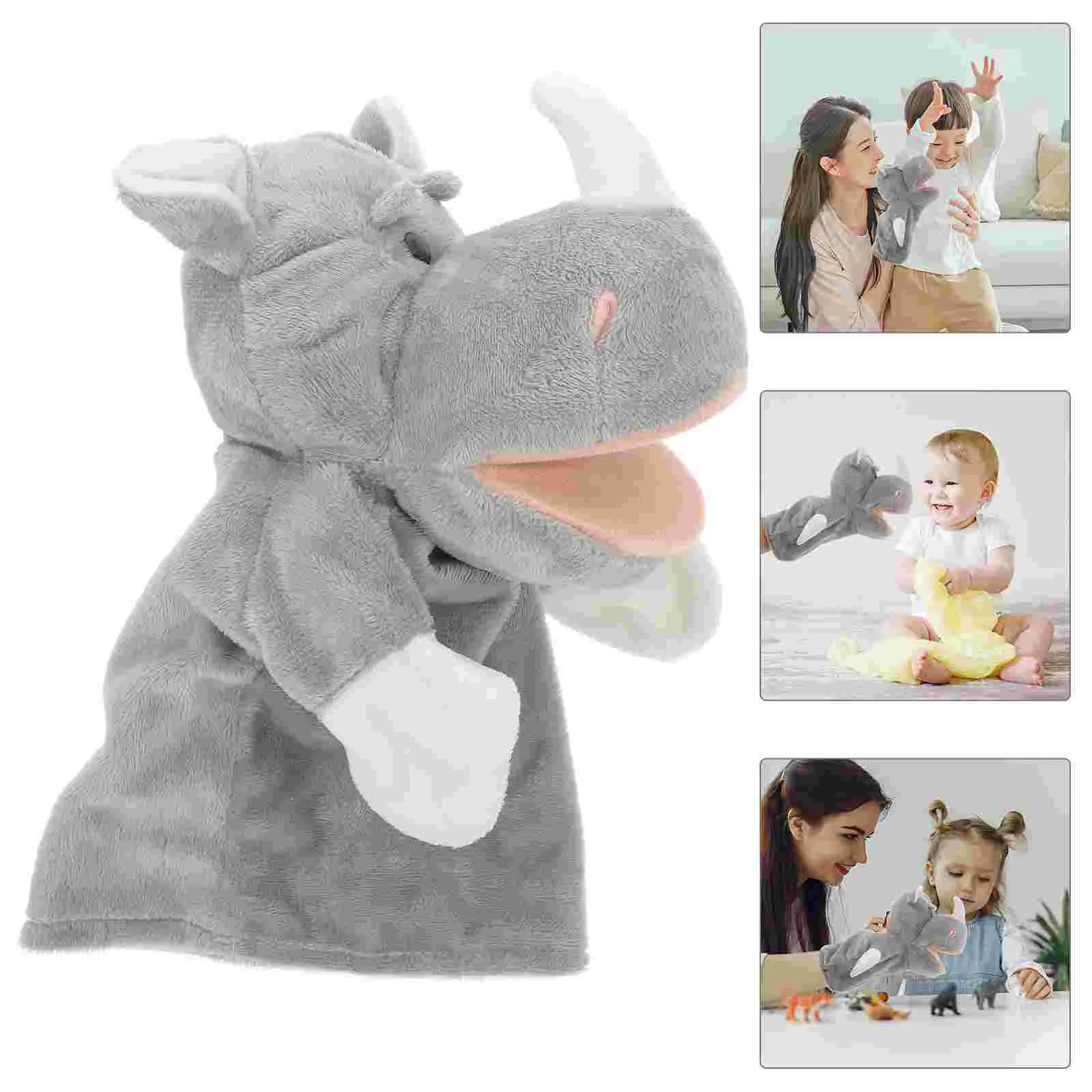 Rhino Hand Puppet Kids Toys Puppets Stuffed Animal Cotton Child Plush Finger