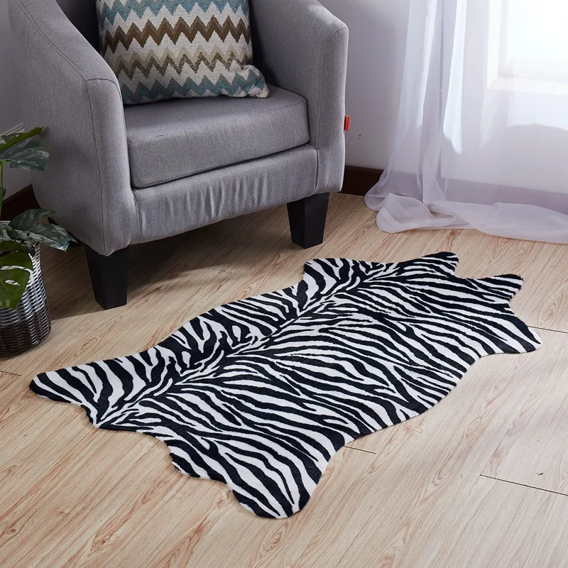 Animal Bedside Rug Cow Floor Mat Fluffy Irregular Carpet for Living Room Shaggy Area Large Zebra Doormat Fashion Home Decor