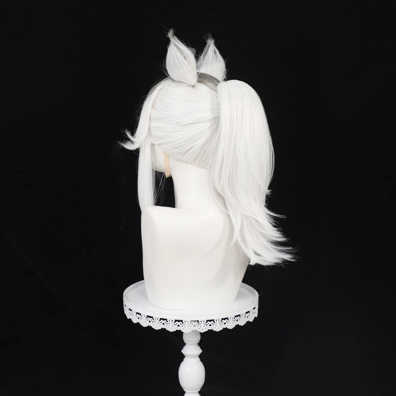 Game Uma Musume Pretty Derby Oguri Cap Cosplay Wig White Long Synthetic Hair Tail Ears For Women Men Halloween Costume Party view 5