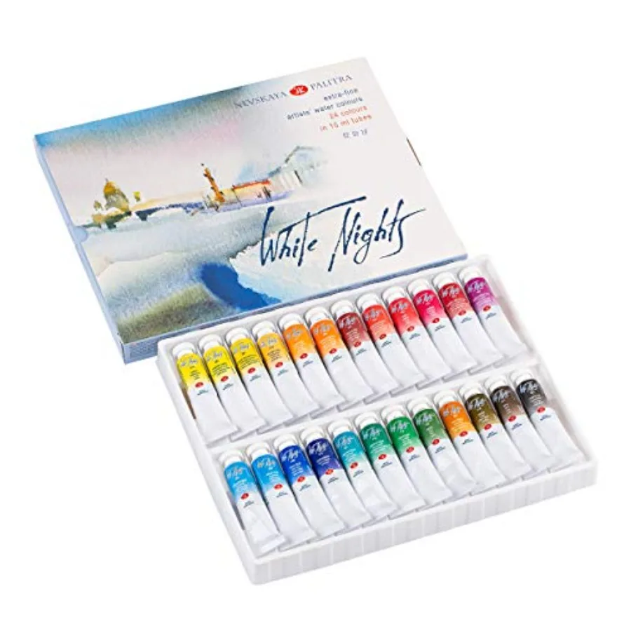 

Professional Watercolor Set 24 Extra Fine Artist Grade 10ml Tubes, Vibrant and Lightfast Colors, Premium Art Supplies for Artis