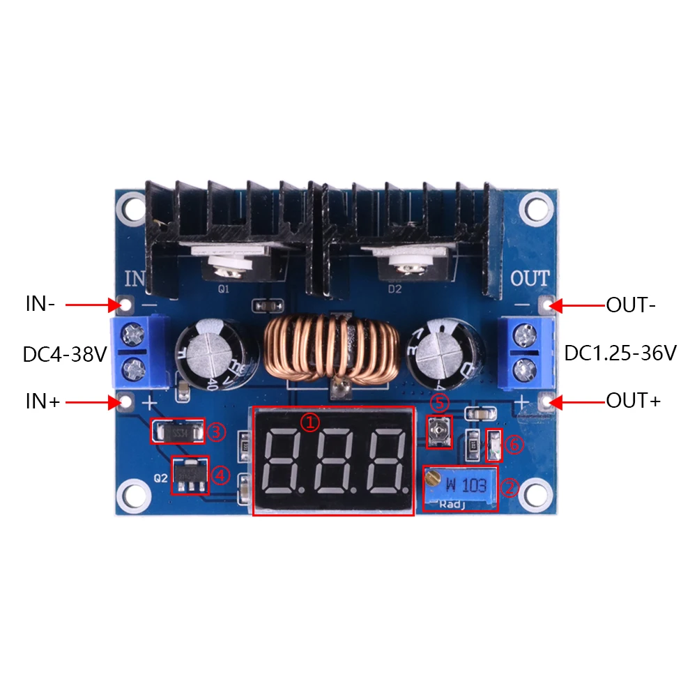 XL4016 LED Voltmeter PWM Adjustable 4-36V To 1.25-36V Step-Down Board Module Max 8A 200W DC-DC Buck Converter Power Supply