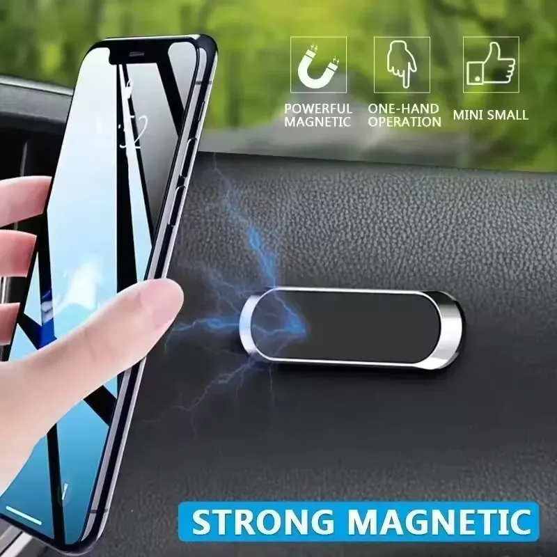 

Strip Metal Magnetic Phone Holder Magnetic Car Phone Holder Stand Zinc Alloy Magnet Car GPS Support Mount Cellphone Holder Stand