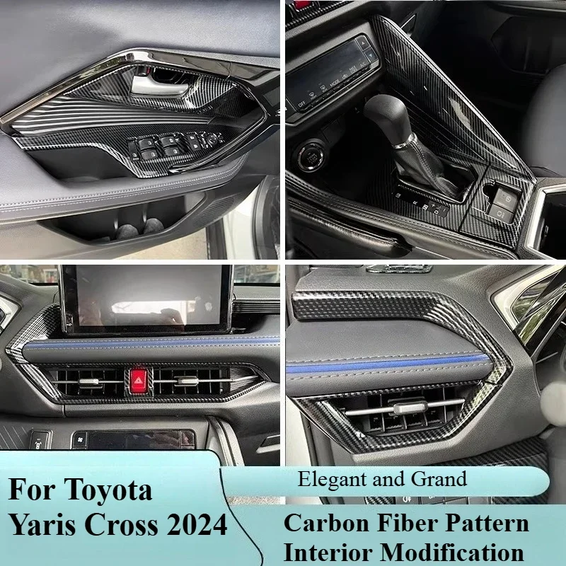 For Toyota Yaris Cross 2024 Modified Armrest Out of Trend Gear Steering Wheel Decoration Car Interior Modification Accessories