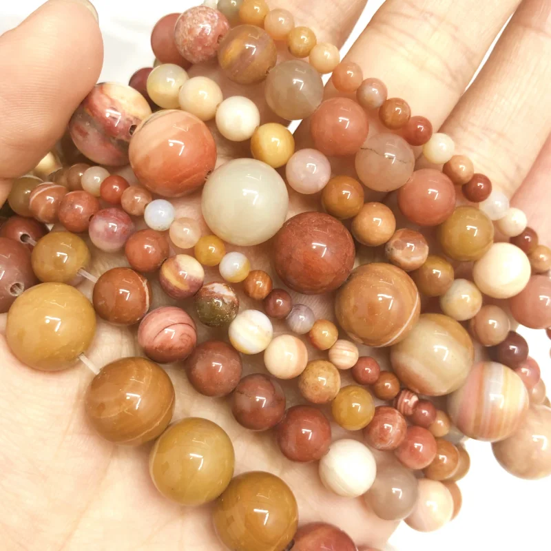 ジュエリー作り用の天然木ストライプ瑪瑙ビーズ,大きくて丸いビーズ,ブレスレットとネックレス,DIYビーズアクセサリー,100% 石,6mm, 8mm, 12mm,新品