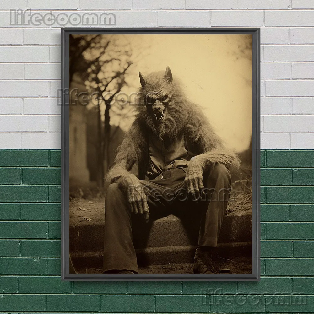 Pagan Witchcraft Photo,Art Poster Print,Cat Priest,Frankenstein,Creepy Ghost,Demon Women With Horns, vintage Wall Art Decoration