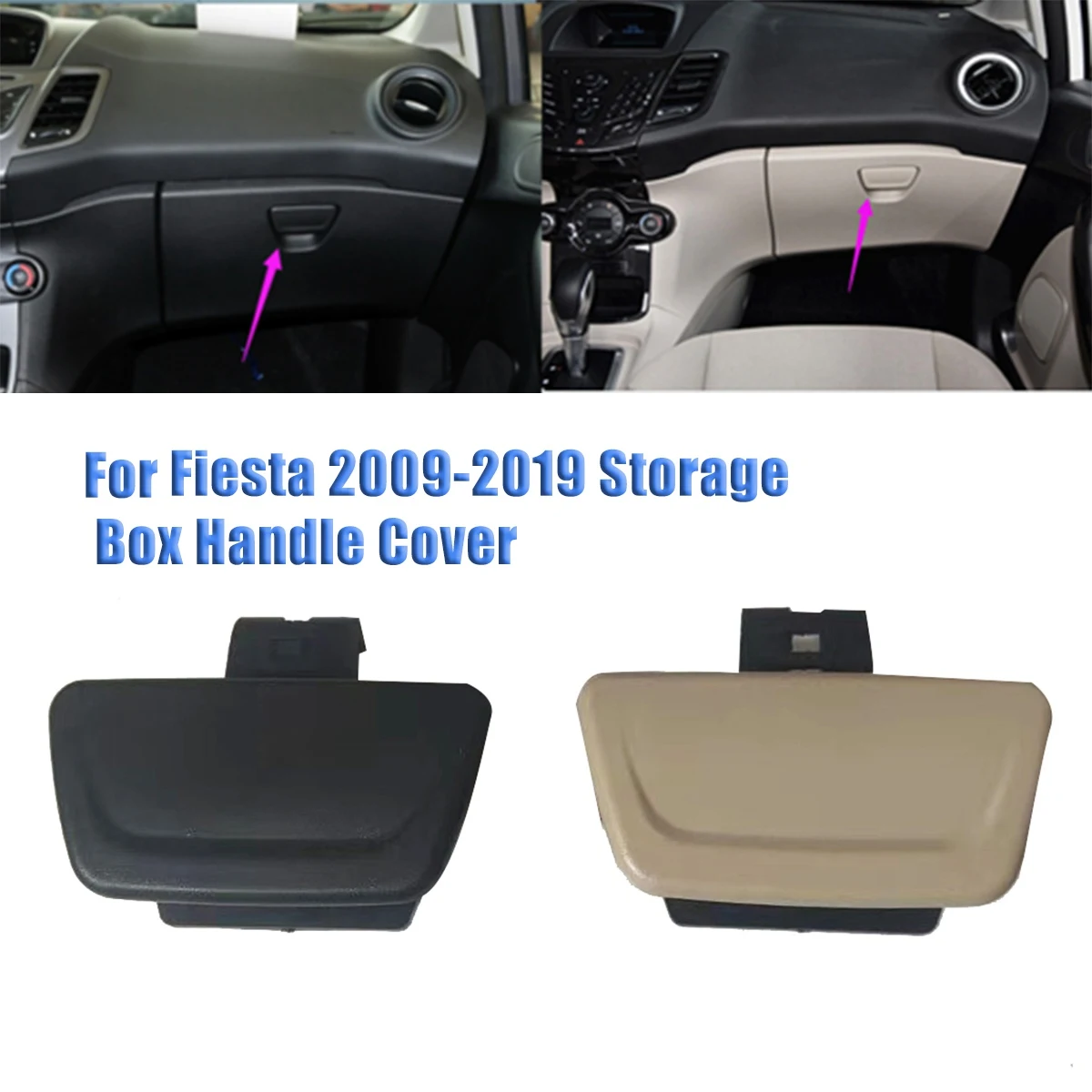 BE8Z-6306072-AB Car Glove Box Lid Latch Lock Handle for Ford Fiesta 2009-2019 Beige Box Handle Cover BE8Z6306072AB