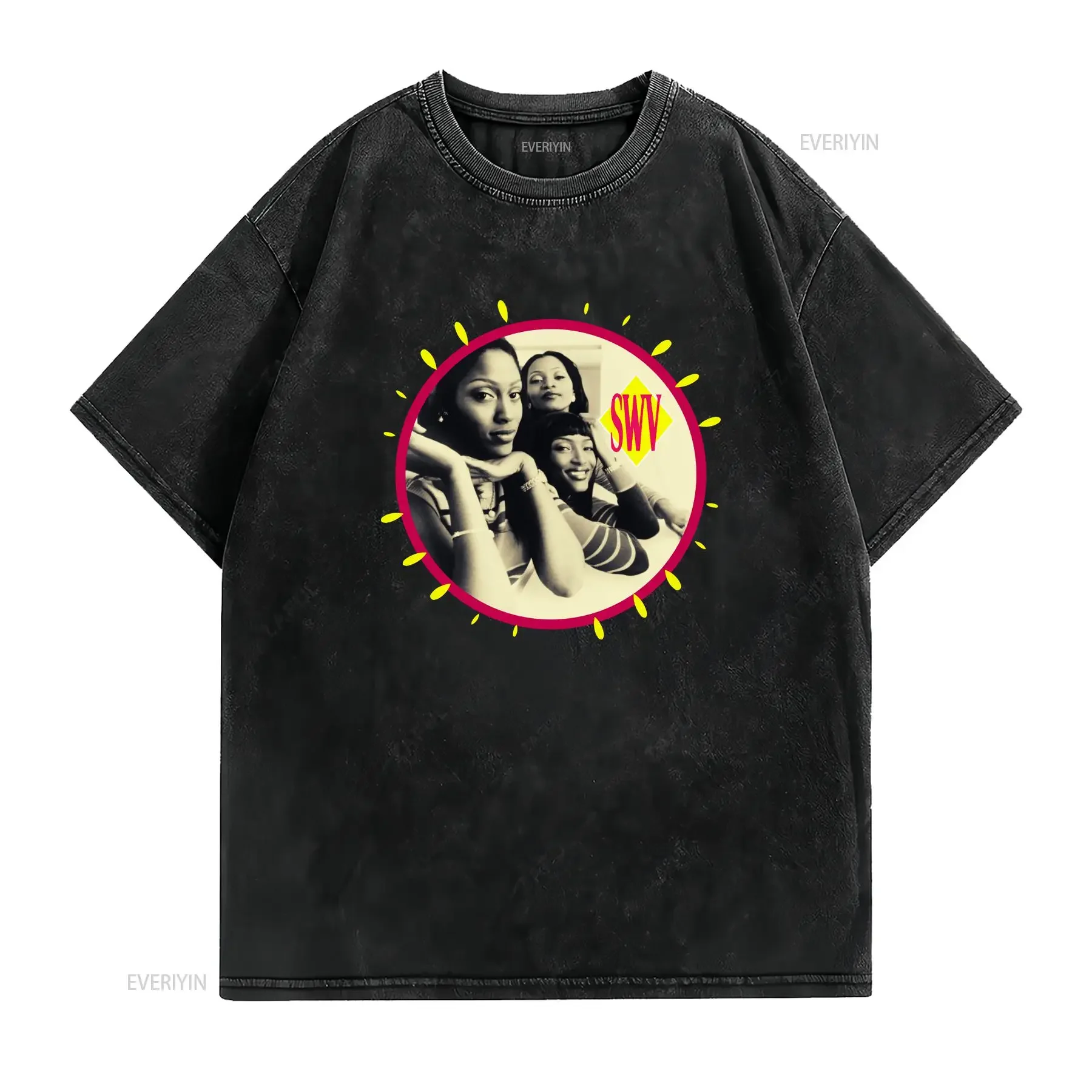 New SWV Band Black S 2345XL T Shirt vintage Washed graphic Casual Stylish Top For Everyday Wear fashion Breathable Versatile